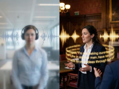 Immagine divisa a metà: a sinistra un'esperienza linguistica sfocata e filtrata (Olanda), a destra un'esperienza linguistica nitida, vibrante e immersiva in un ambiente storico (UK).